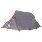 Tente de camping tunnel 3 personnes gris et orange imperméable