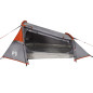 Tente de camping tunnel 2 personnes gris et orange imperméable