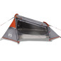 Tente de camping tunnel 2 personnes gris et orange imperméable