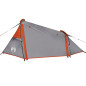 Tente de camping tunnel 2 personnes gris et orange imperméable