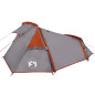 Tente de camping tunnel 2 personnes gris et orange imperméable