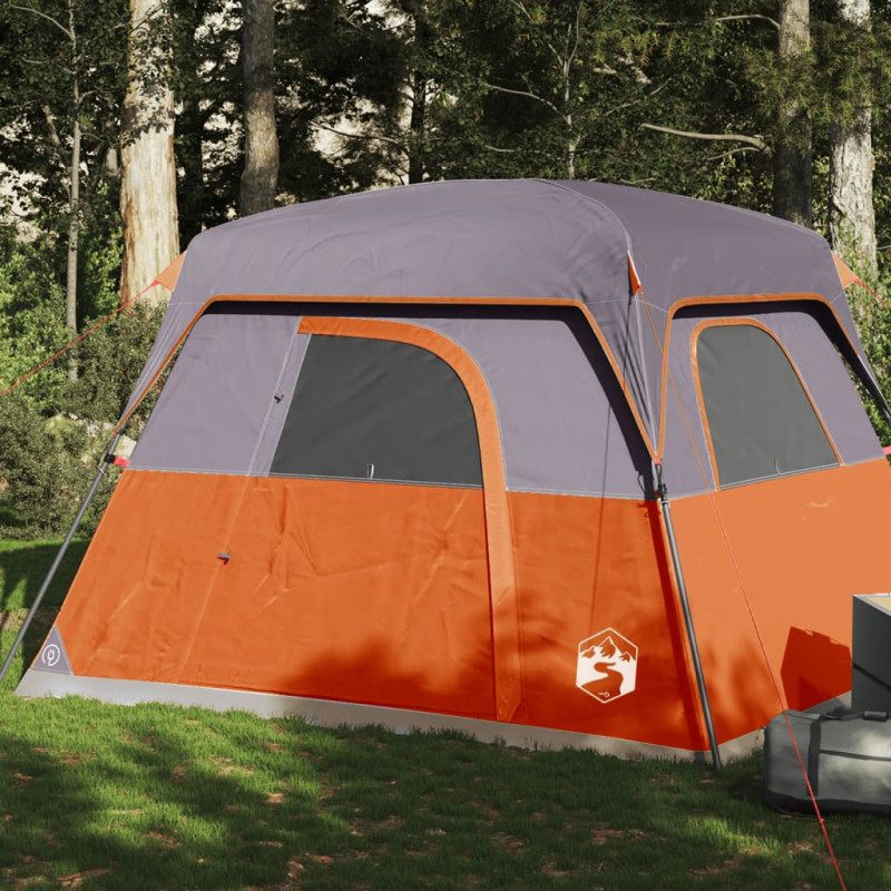 Tente de camping de cabine 4 personnes orange imperméable