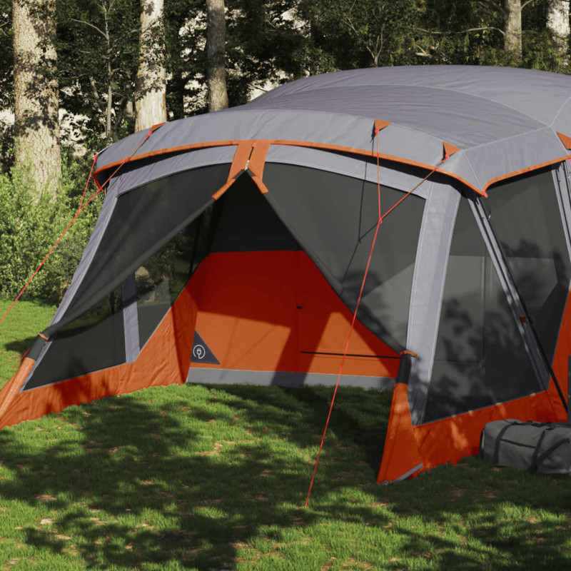 Tente de camping avec porche 4 personnes orange imperméable