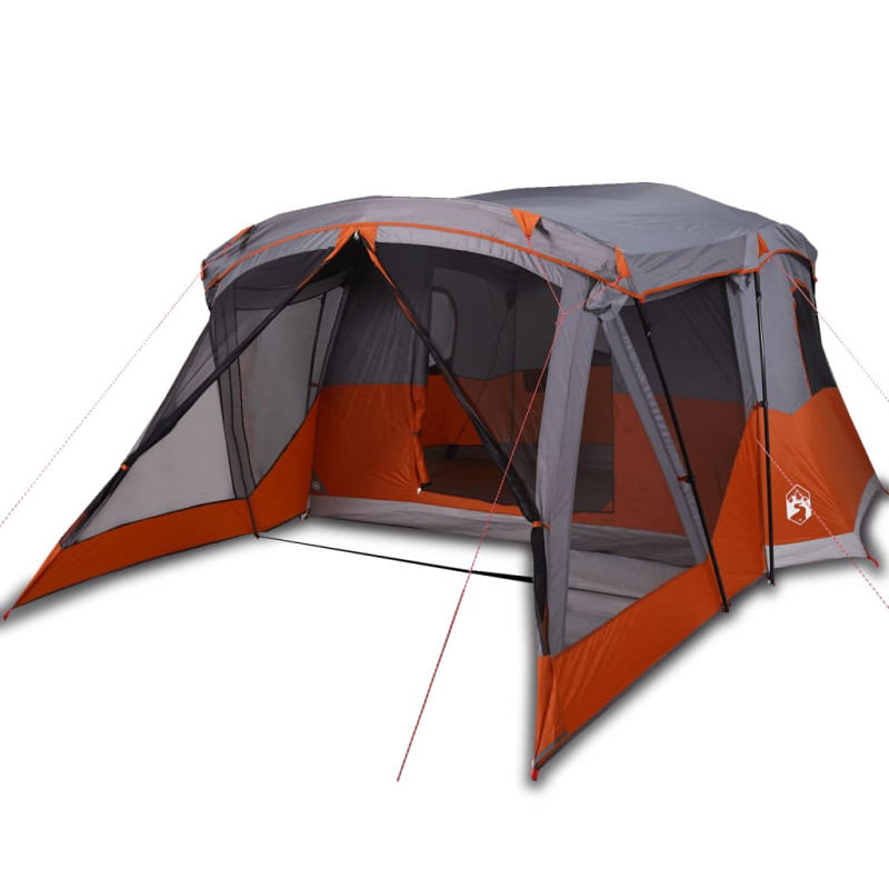 Tente de camping avec porche 4 personnes orange imperméable