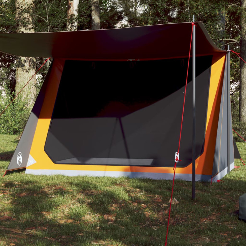 Tente de camping 2 personnes gris et orange imperméable