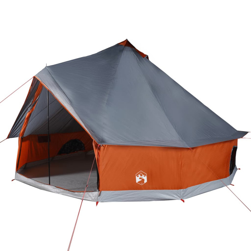 Tente familiale tipi 8 personnes gris et orange imperméable