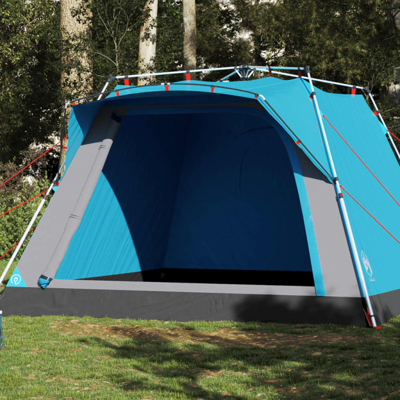 Tente de camping cabine 4 personnes bleu libération rapide