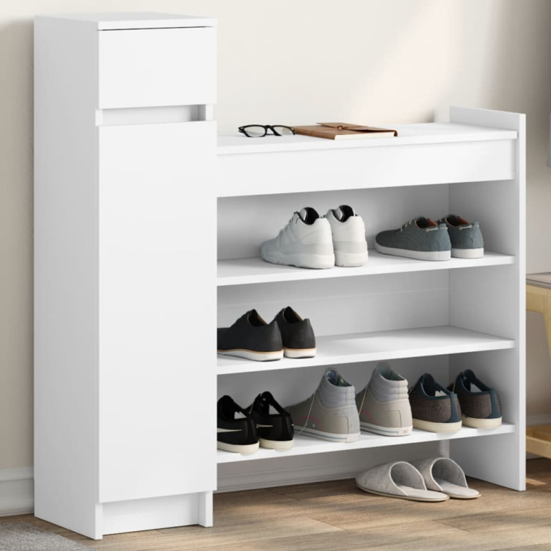 Armoire à chaussures blanc 100,5x28x100 cm bois d ingénierie