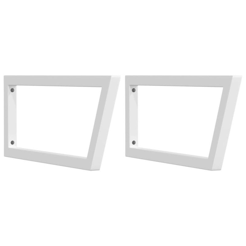 Supports d étagères pour lavabo 2 pcs blanc trapèze acier