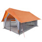 Tente de camping 5 personnes gris et orange imperméable