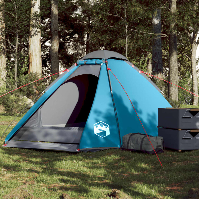 Tente de camping à dôme 4 personnes bleu imperméable