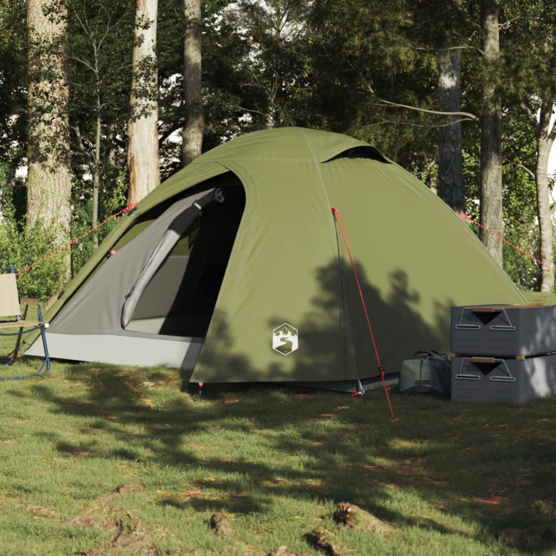 Tente de camping à dôme 4 personnes vert olive imperméable