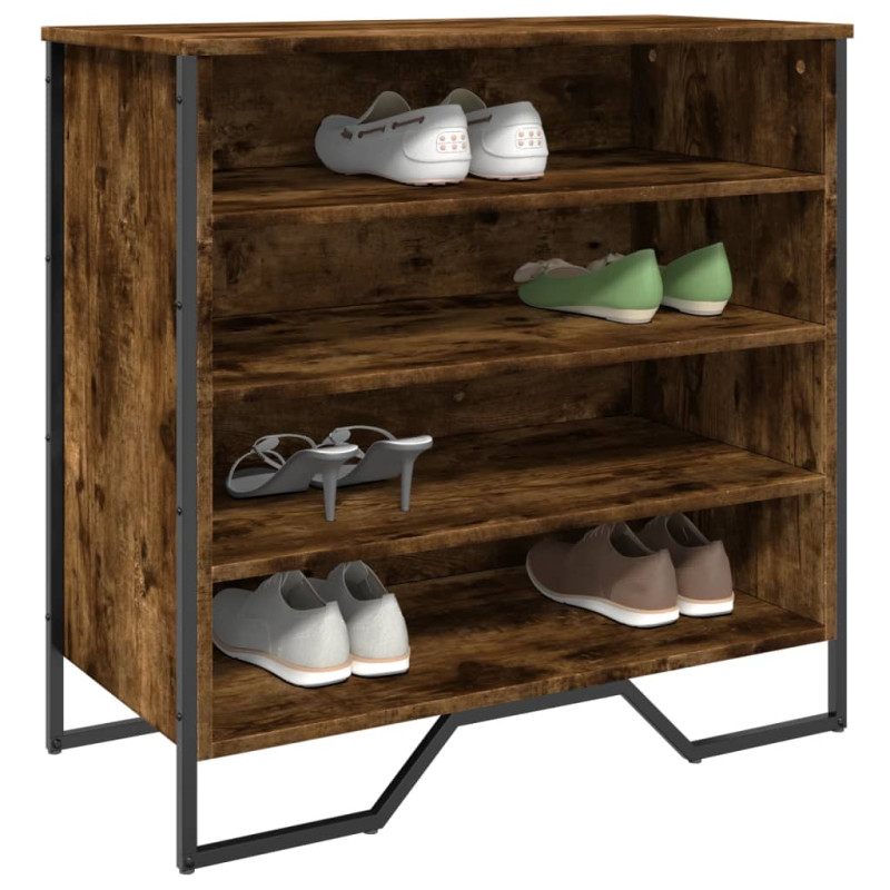 Armoire à chaussures chêne fumé 80x38x78 cm bois d ingénierie