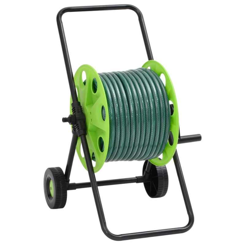 Chariot enrouleur vert avec jeu de raccords de tuyaux 1,9cm 20m