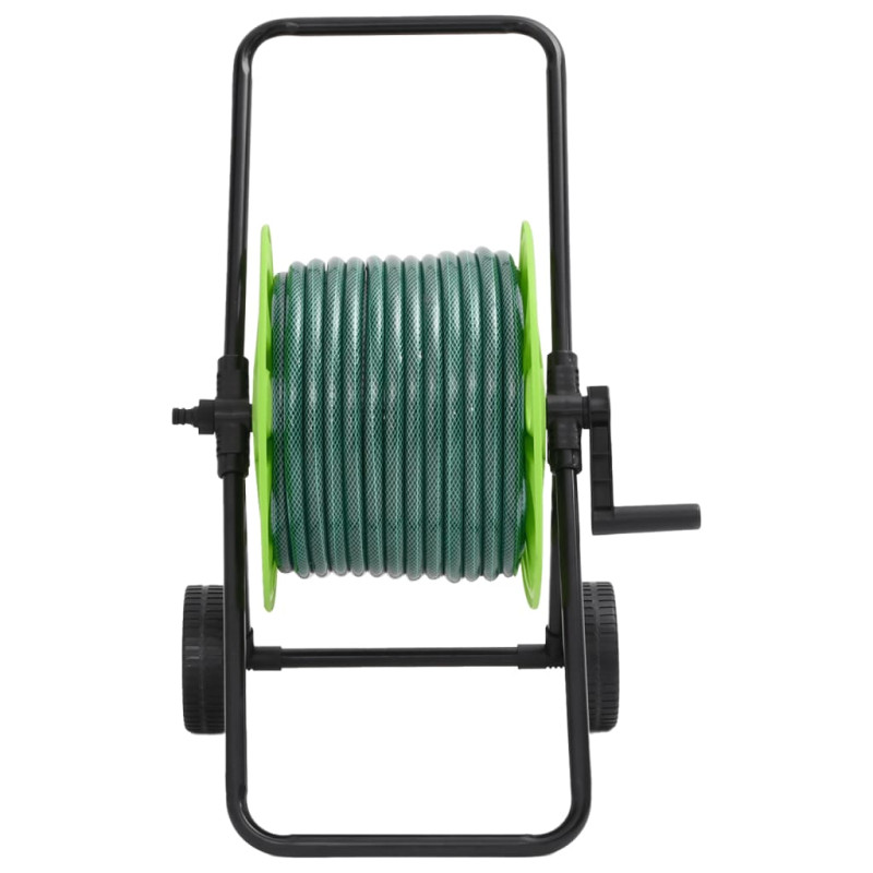 Chariot enrouleur vert avec jeu de raccords de tuyaux 1,9cm 20m