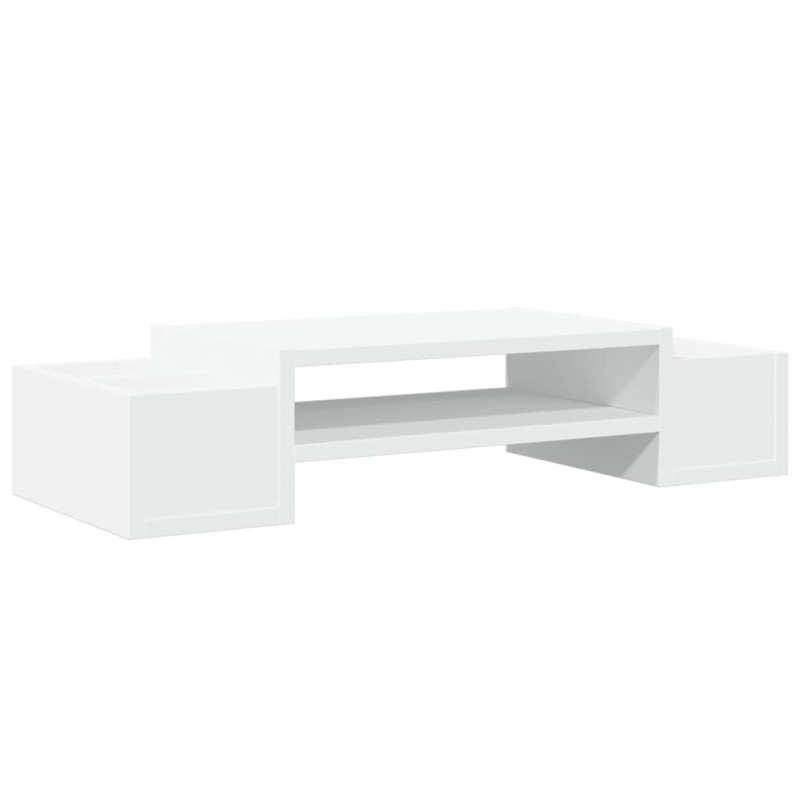 Support de moniteur avec rangement blanc bois d ingénierie