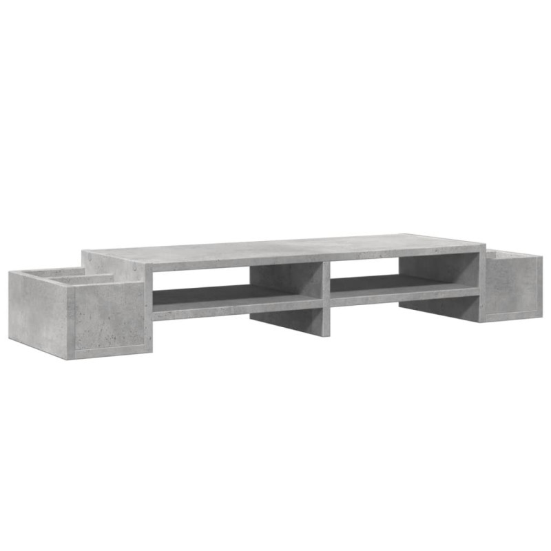 Support de moniteur avec rangement gris béton bois d ingénierie