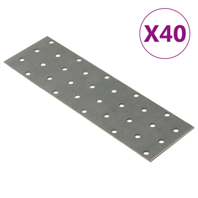 Plaques perforées 40 pcs 2 mm 200x60 mm acier galvanisé