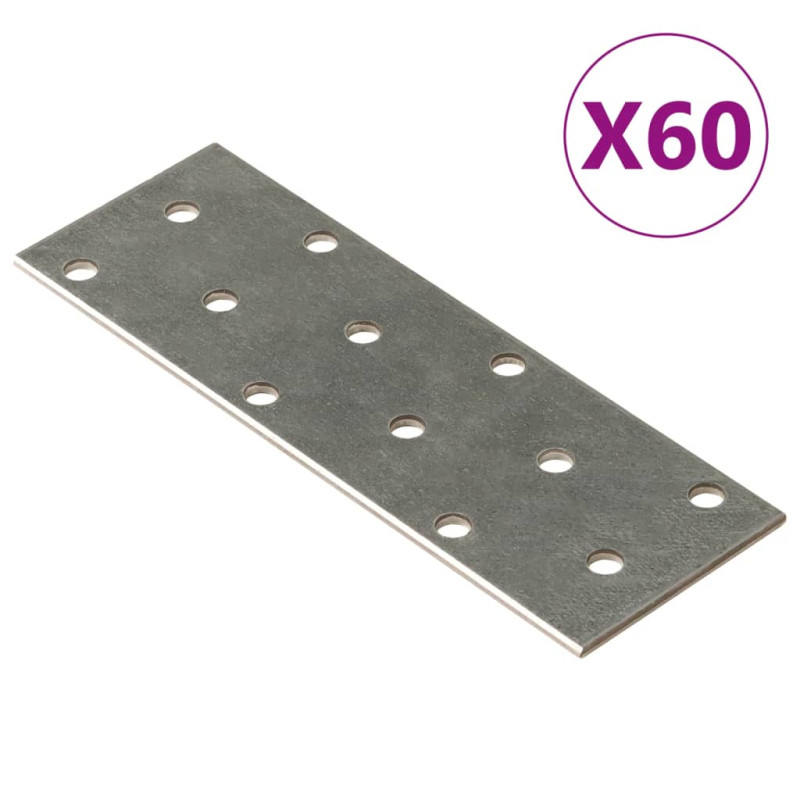 Plaques perforées 60 pcs 2 mm 120x40 mm acier galvanisé