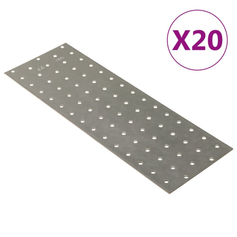 Plaques perforées 20 pcs 2 mm 300x100 mm acier galvanisé