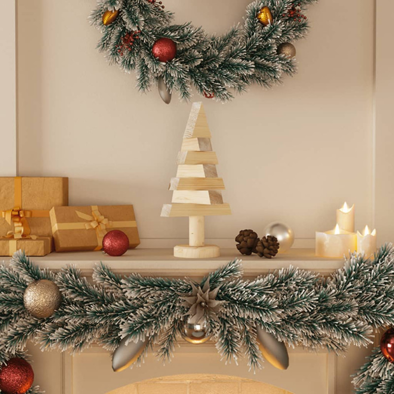 Arbres de Noël en bois pour décoration 2 pcs 30 cm pin massif