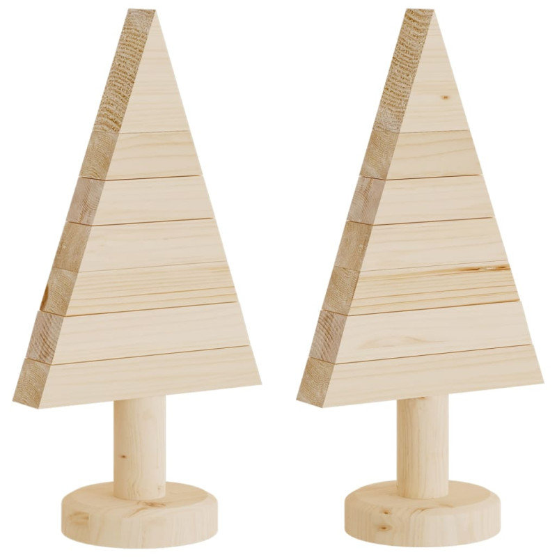 Arbres de Noël en bois pour décoration 2 pcs 30 cm pin massif