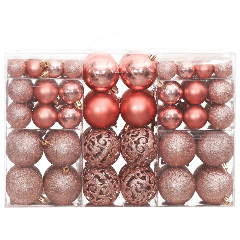 Boules de Noël 100 pcs rose et rosé 3 4 6 cm