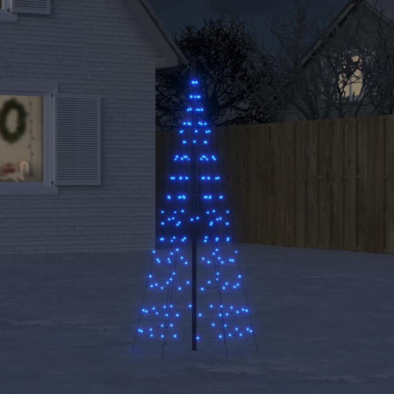 Arbre de Noël lumineux sur mât de drapeau 200 LED bleu 180 cm