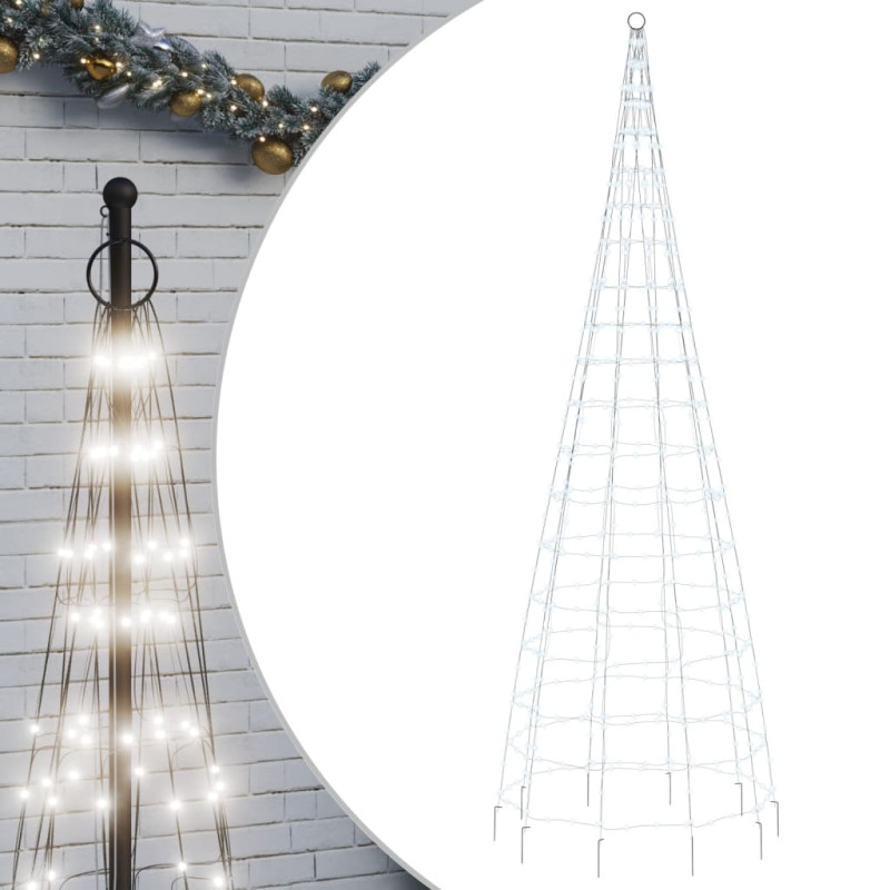 Arbre de Noël lumineux sur mât de drapeau 550 LED blanc 300 cm