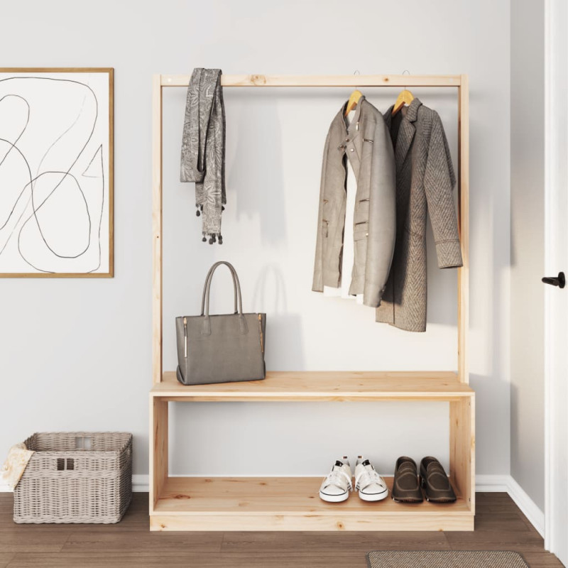 Porte vêtements et rangement des chaussures bois massif de pin