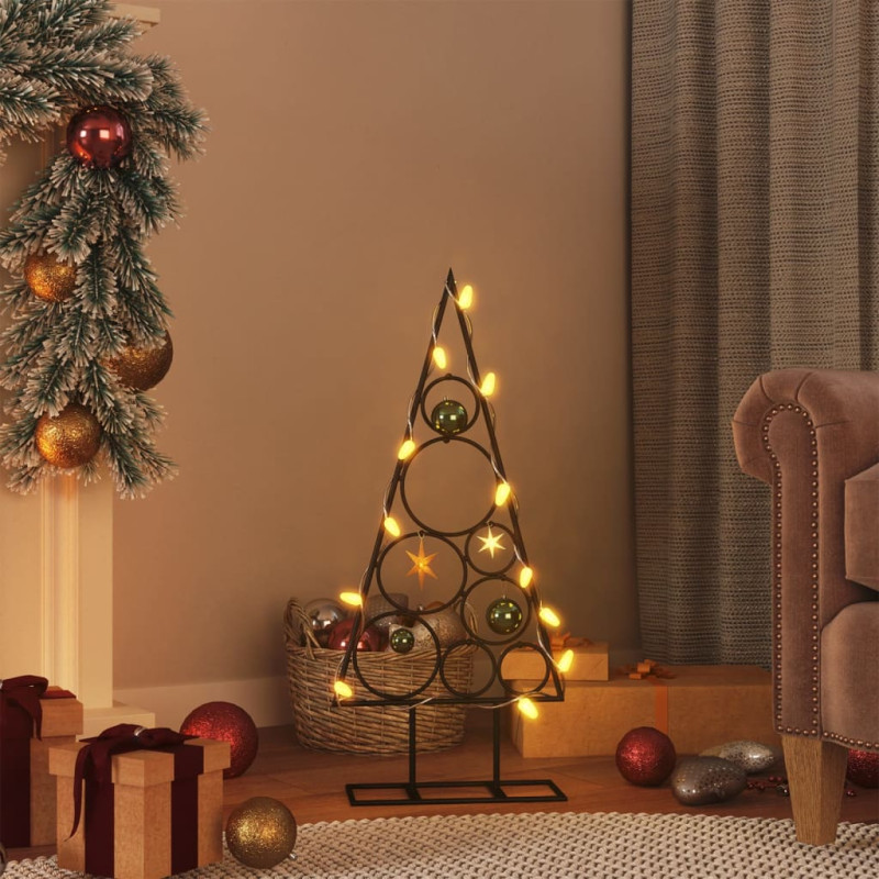 Arbre de Noël en métal pour décoration noir 60 cm