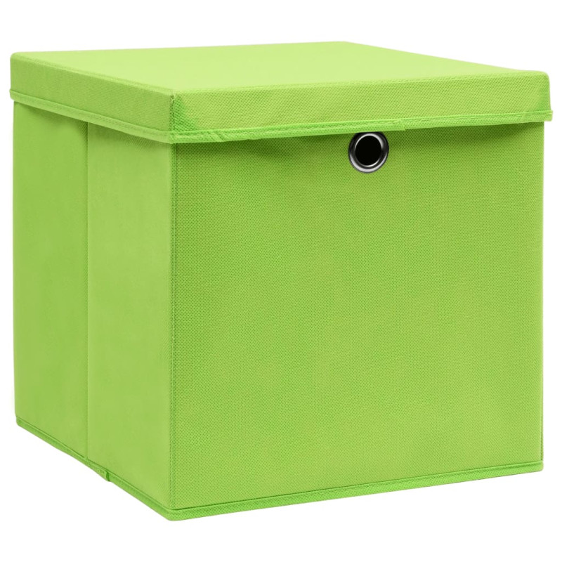 Boîtes de rangement avec couvercles 10 pcs 28x28x28 cm Vert