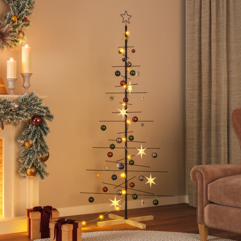 Arbre de Noël en métal avec base en bois noir 180 cm