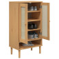 Armoire à chaussures SENJA aspect rotin marron bois massif