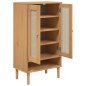 Armoire à chaussures SENJA aspect rotin marron bois massif