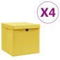 Boîtes de rangement avec couvercles 4 pcs 28x28x28 cm Jaune