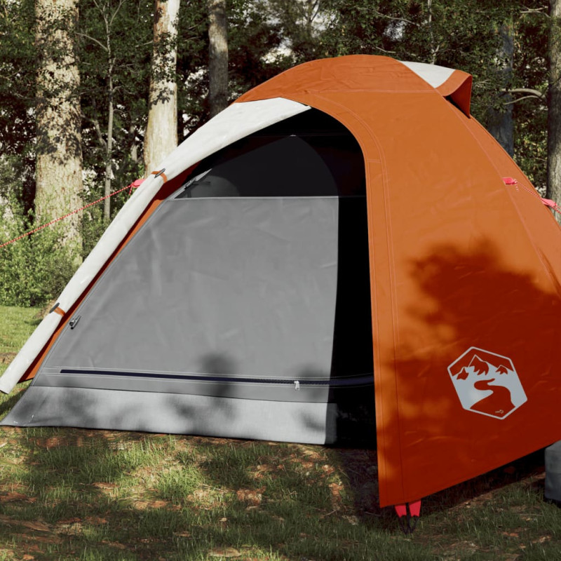 Tente de camping à dôme 3 personnes orange imperméable