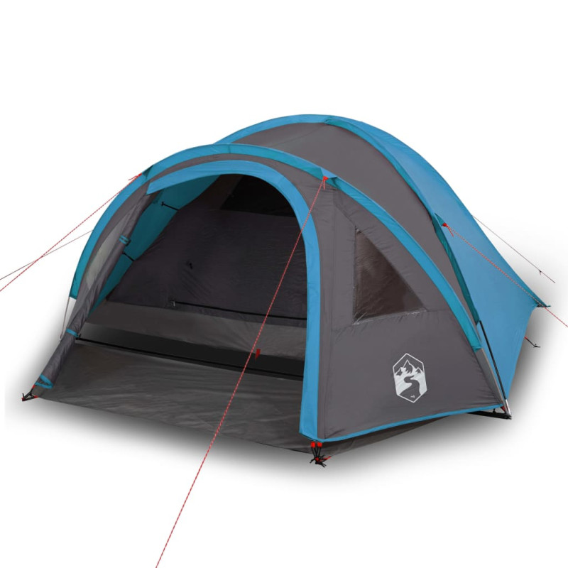 Tente de camping à dôme 4 personnes bleu imperméable