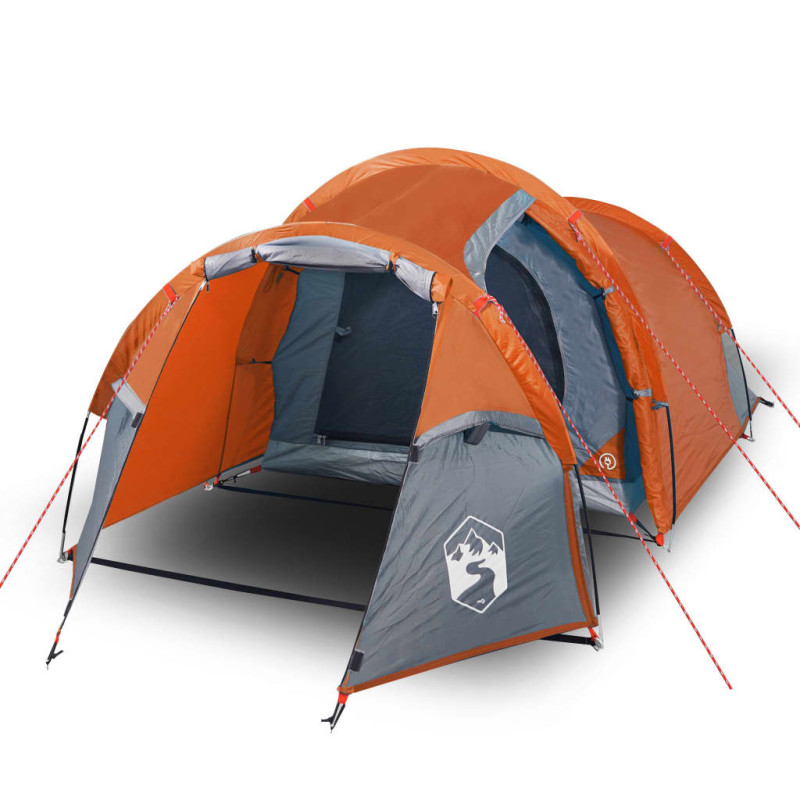 Tente de camping tunnel 3 personnes orange imperméable