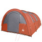 Tente de camping tunnel 4 personnes gris et orange imperméable