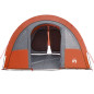 Tente de camping tunnel 4 personnes gris et orange imperméable