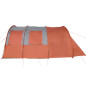 Tente de camping tunnel 4 personnes gris et orange imperméable