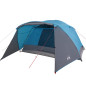 Tente de camping avec porche 4 personnes bleu imperméable