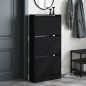 Armoire à chaussures noir 60x21x125,5 cm bois d ingénierie