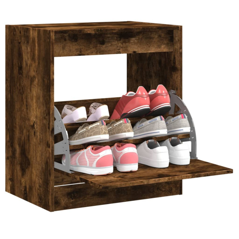 Armoire à chaussures chêne fumé 60x42x69 cm bois d ingénierie