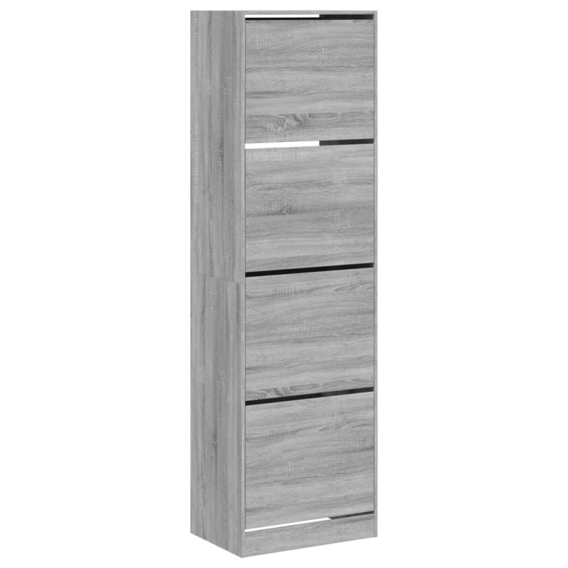 Armoire à chaussures 4 tiroirs rabattables sonoma 60x42x204 cm