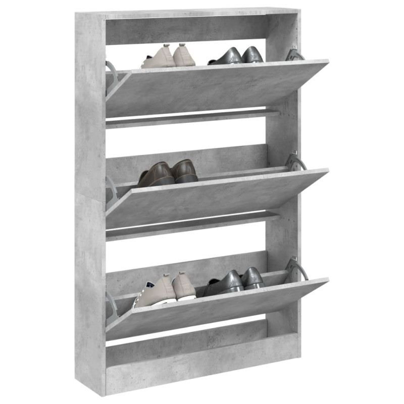 Armoire à chaussures gris béton 80x21x125,5cm bois d ingénierie