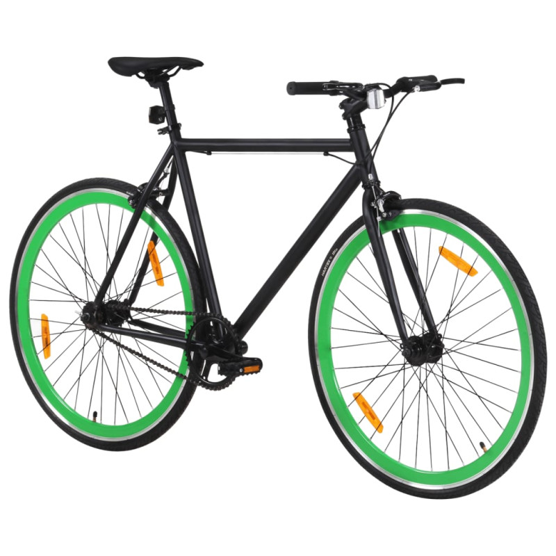 Vélo à pignon fixe noir et vert 700c 51 cm