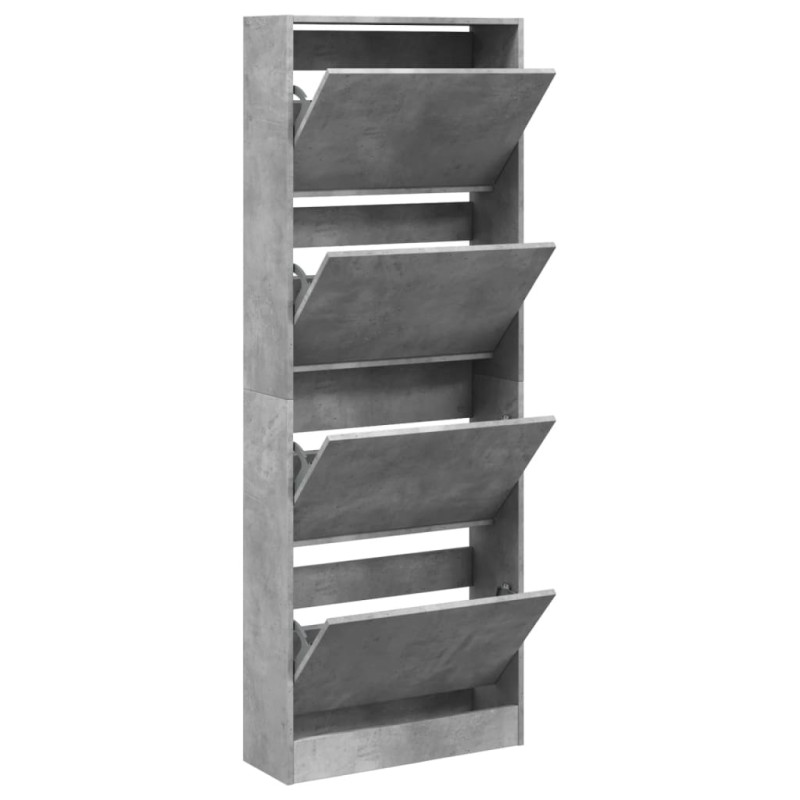 Armoire à chaussures gris béton 60x21x163,5cm bois d ingénierie