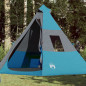 Tente de camping tipi 7 personnes bleu imperméable